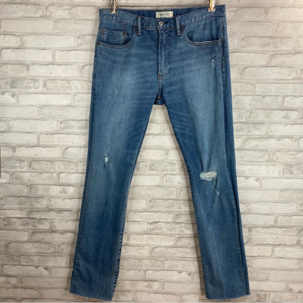 Gap 1969 Mens Slim Denim Jeans Raw Hem with Washwell Size 32X32